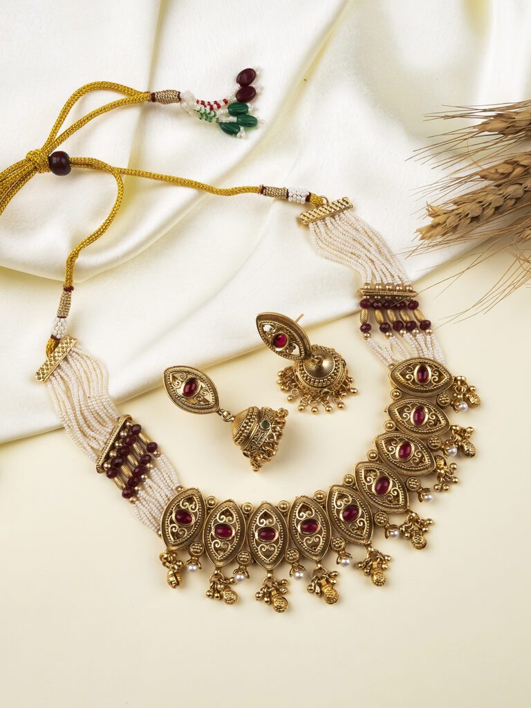 gold-plated-bandhai-rajwadi-necklace-stileadda